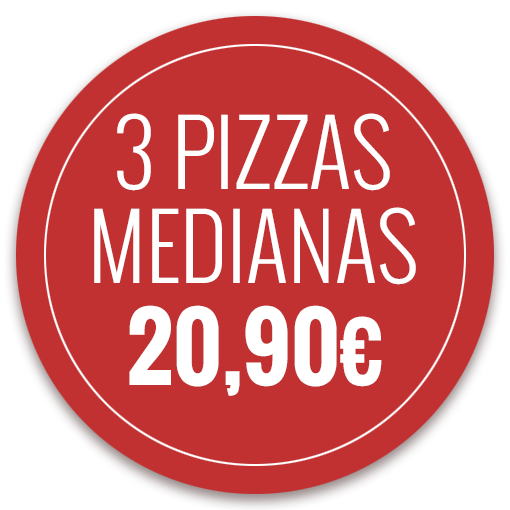3 pizzas medianas 19,90 euros